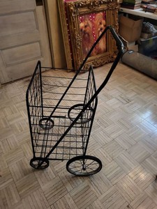 Easy Wheels Folding Wire Shopping Cart Black Metal Utility Tote
