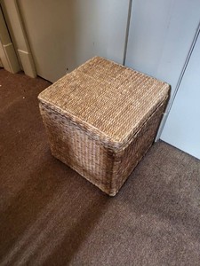 Woven Water Hyacinth Storage Cube Basket with Lid Natural Fiber