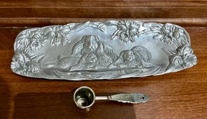 Candle snuffer and Pewter Tray Bunny Rabbit by Arthur court
