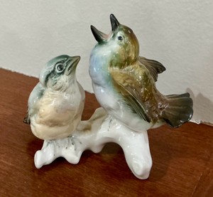 Hand painted porcelain figurine. Karl Ens &nbsppair of blue birds