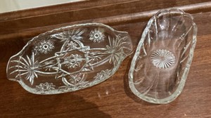 Glass relish dish and tray EAPG