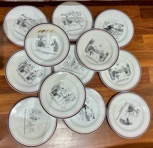 Vintage Set of 12 Restoration hardware cheese or appetizer plates, The New Yorker