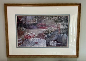 Appears to be a Giclee print titled garden landscape or  floral porch By Dutch artist Floor Koomen