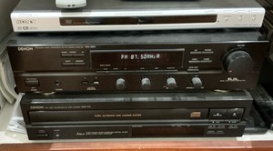 Receiver, Sony Dolby Digital DVD player, Denon DRA-365R Stereo Receiver and CD player