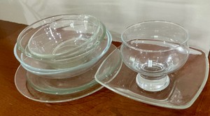 Group of MCM Danish style various clear glass bowls platters plates&nbsp