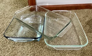 3 glass Oblong Baking casseroles pyrex