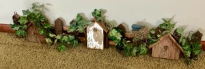 Wood bird house wall hanging
