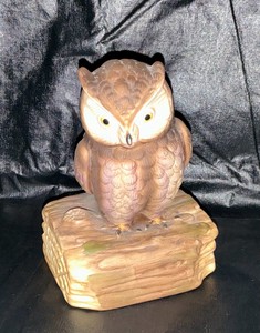 Vintage Gorham made in Japan porcelain owl music box, Plays Beautiful Dreamer