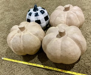 Group of 4 large paper mache holiday pumpkins decor