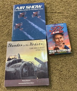 Group of 3 books, Thunder in the heavens, air show, aircraft books and Dan Gutman baseball