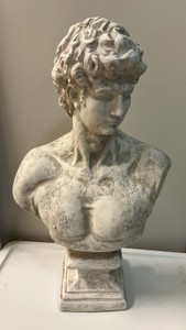 Vintage cast stone garden bust, Michelangelos David