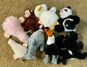 Group of Ganz stuffed animals, Platypus and bears