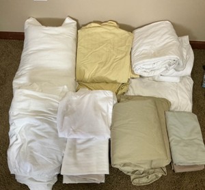 Group of various sheets, full size mattress cover