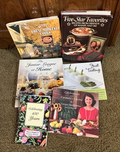 Group of cookbooks, Carmela Cucina, recipes from great Midwest