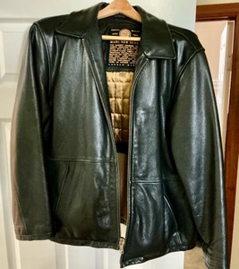 Marc New York mens black leather coat, size medium