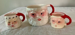 3 ceramic Santa mugs, possibly Holt Howard