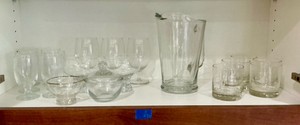 Group of glassware, Northwest airlines, republic, water pitcher
