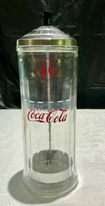 Vintage 1992 glass Coca Cola straw dispenser