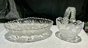 Group of pressed glass, EAPG, cut glass, etched
