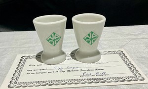 Vintage Holland America line milk glass egg cups