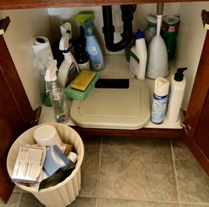 Various cleaners, air fresheners, scale