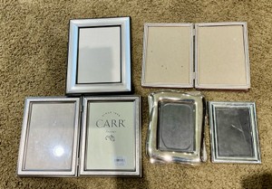 Group of Silver Tone metal Desk picture frames