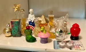 Group Vintage Glass Perfume with bottles Avon Mushroom Bear Figural