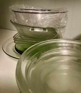 Large Group MCM Danish Style Glass Plates Platters Serving dishes and Bowls