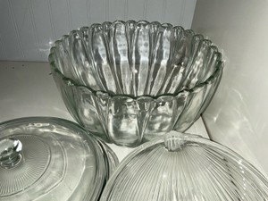 Large Glass Serving Fruit Bowls Covered Casserole Kitchen Dishes