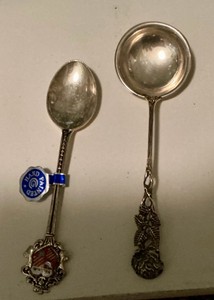Vintage Silver Tone Souvenir Spoons Enamel&nbsp