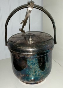 Vintage Silver Plate Ice Bucket Ice Tongs