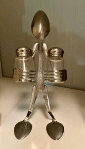 Collectable Spoon Fork Arts and Crafts Salt and Pepper holder