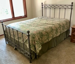Metal Full size Bed Frame Only no Mattress Argyle Copper Chrome Style