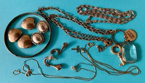 Lot Costume Gold Filled And 925 Sterling Jewelry Bracelet Vintage Button Covers Necklace