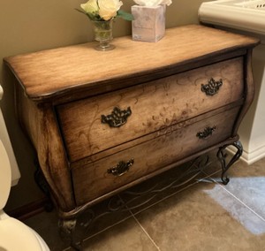 Vintage styled shack chest of drawers, curved bombay style