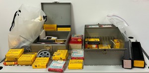 Large Lot 3mm Movie Film in Metal Film Containers 1950s to 1970s Kodak Kodachrome