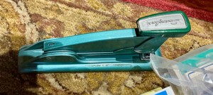 Vintage Green Swingline Metal Stapler Misc Office supplier and paper lot