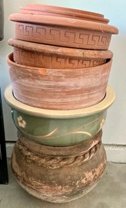 Group of various flowerpots