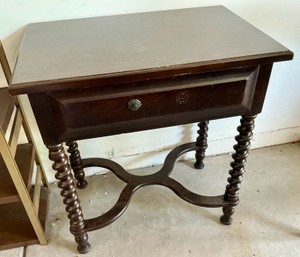 Jacobean Revival side tablenightstand, barley twist legs