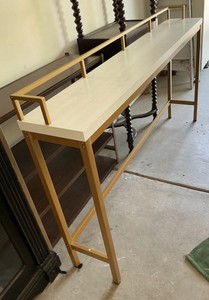Possibly Tribesigns 70 Console table, gold colored metal frame