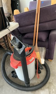 Ridgid shop-vac, shovel, broom