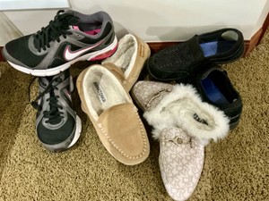 Group of 4 pairs womens shoes, DNKY, Minnesota Moccasin&nbspmisc sizes
