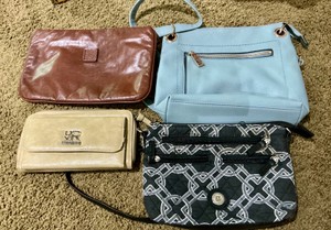 Group of various purses, bags, Anne Klien