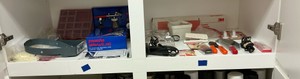 Misc. goggles, airbrush set, crimpers, soldering gun