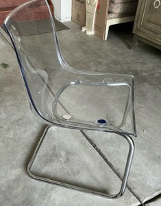 Ikea Tobias chair, clear polycarbonate seat, chrome-plated steel frame