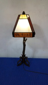 Stained glass lamp with iron base