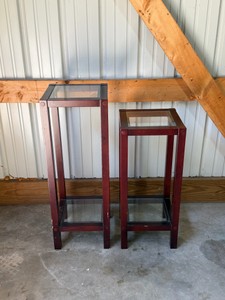 nesting set of two vintage mahogany-finished square plant stands