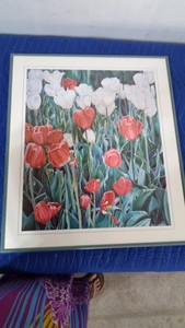 Peggy Flora Zalucha Floral print in metal frame.