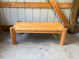 rustic log bench or coffee table