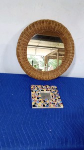 Wicker and moziac mirrors